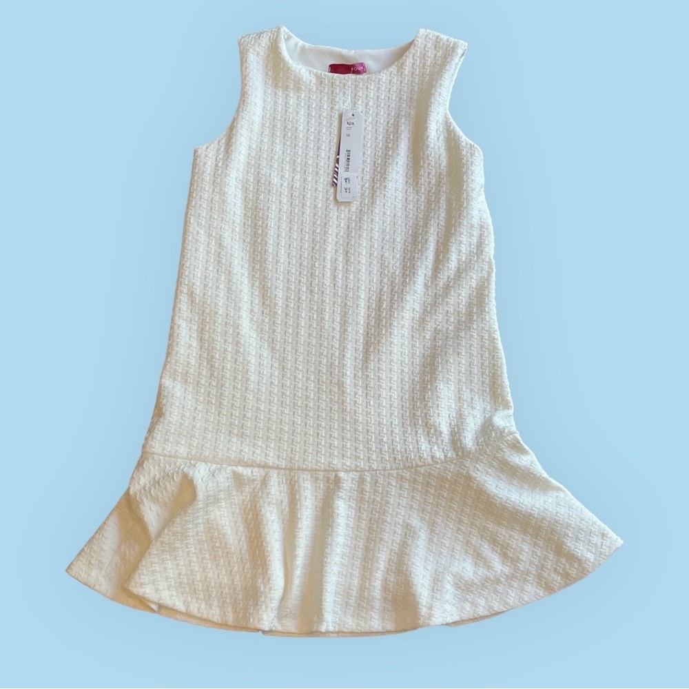 NWT - Aqua Ivory Girls Large Houndstooth Dress